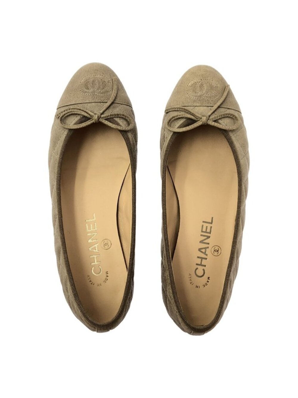 Chanel Leather CC Logo Quilted Flat Shoes 36c Gray Jew - Picture 4 of 9